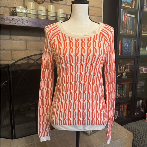 WILLOW & CLAY Orange & Ivory Knit Sweater - Medium - Picture 1 of 12
